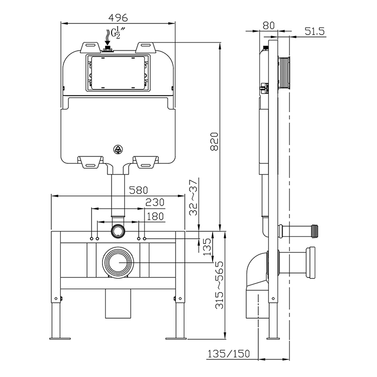 conceal cistern with mounting toilet system-2